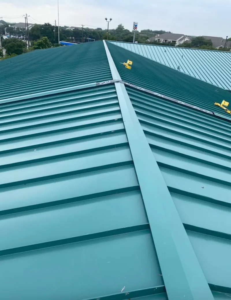 Green commercial metal roof ridge and valley for Metal Roof Repair in Fort Thomas